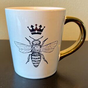 Modern Expressions QUEEN BEE Ceramic Mug ~ Metallic Gold Accents ~ Honey Bee